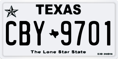 TX license plate CBY9701