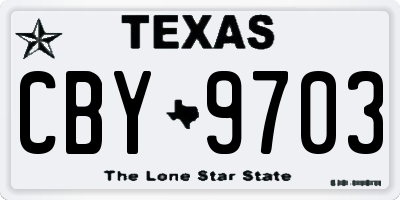 TX license plate CBY9703