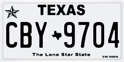 TX license plate CBY9704