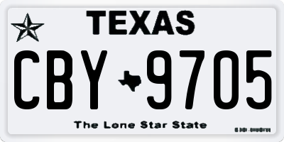 TX license plate CBY9705