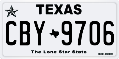 TX license plate CBY9706