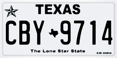 TX license plate CBY9714