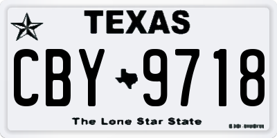 TX license plate CBY9718