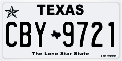 TX license plate CBY9721
