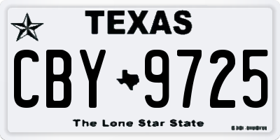 TX license plate CBY9725