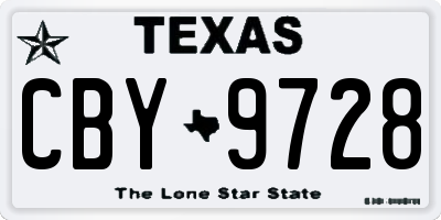 TX license plate CBY9728