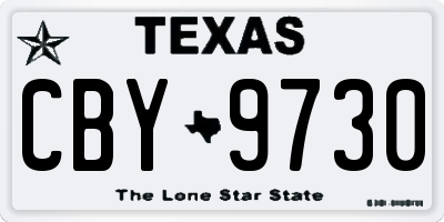 TX license plate CBY9730
