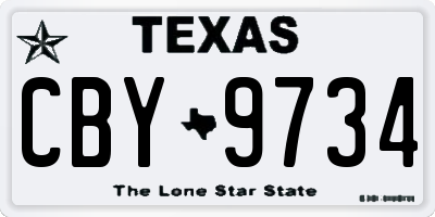 TX license plate CBY9734