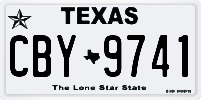 TX license plate CBY9741