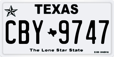TX license plate CBY9747