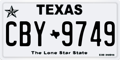 TX license plate CBY9749