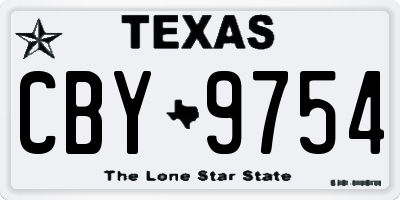 TX license plate CBY9754