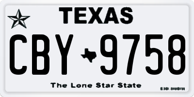 TX license plate CBY9758