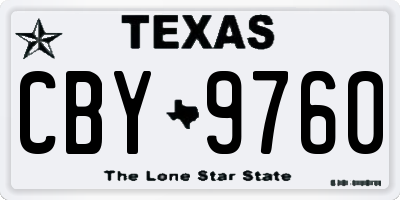 TX license plate CBY9760