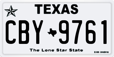 TX license plate CBY9761