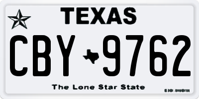 TX license plate CBY9762