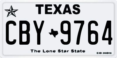 TX license plate CBY9764
