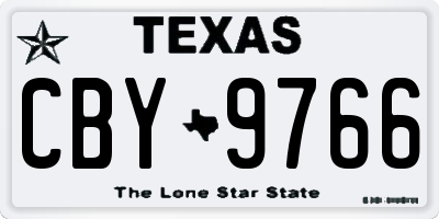 TX license plate CBY9766