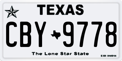 TX license plate CBY9778