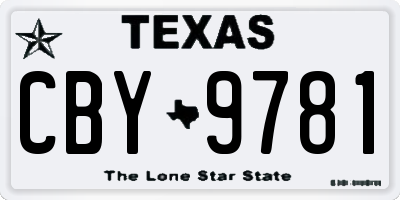 TX license plate CBY9781
