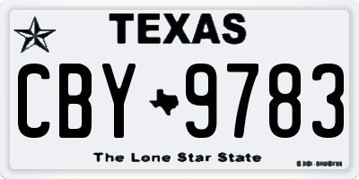 TX license plate CBY9783