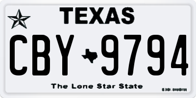 TX license plate CBY9794