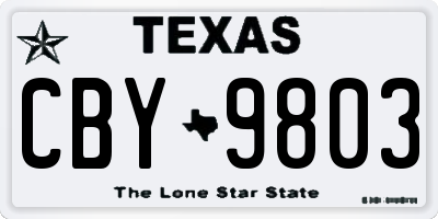 TX license plate CBY9803