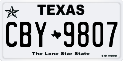 TX license plate CBY9807