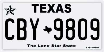 TX license plate CBY9809