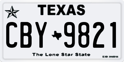 TX license plate CBY9821