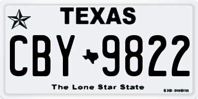 TX license plate CBY9822