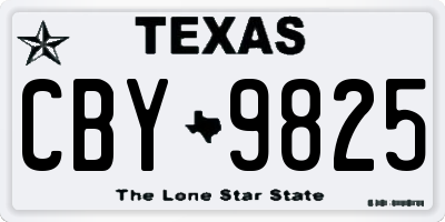 TX license plate CBY9825