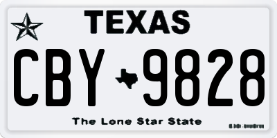 TX license plate CBY9828