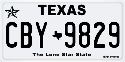 TX license plate CBY9829