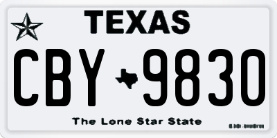 TX license plate CBY9830