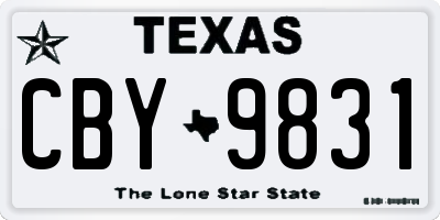 TX license plate CBY9831
