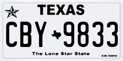 TX license plate CBY9833