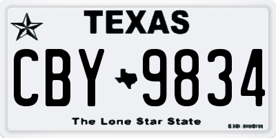 TX license plate CBY9834