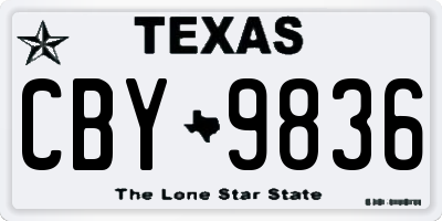 TX license plate CBY9836