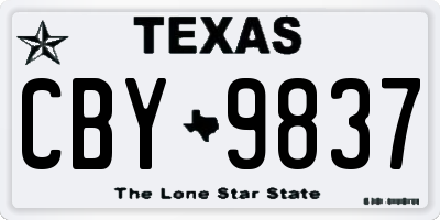 TX license plate CBY9837