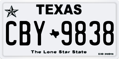 TX license plate CBY9838