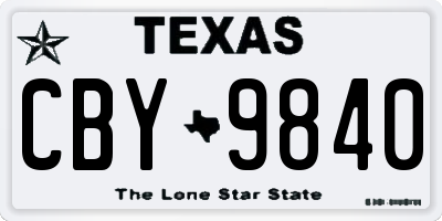 TX license plate CBY9840