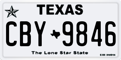 TX license plate CBY9846