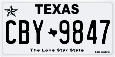 TX license plate CBY9847