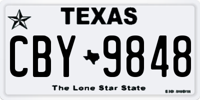 TX license plate CBY9848