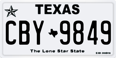 TX license plate CBY9849
