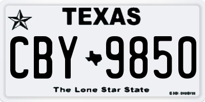 TX license plate CBY9850