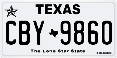 TX license plate CBY9860