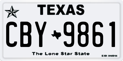 TX license plate CBY9861
