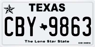 TX license plate CBY9863